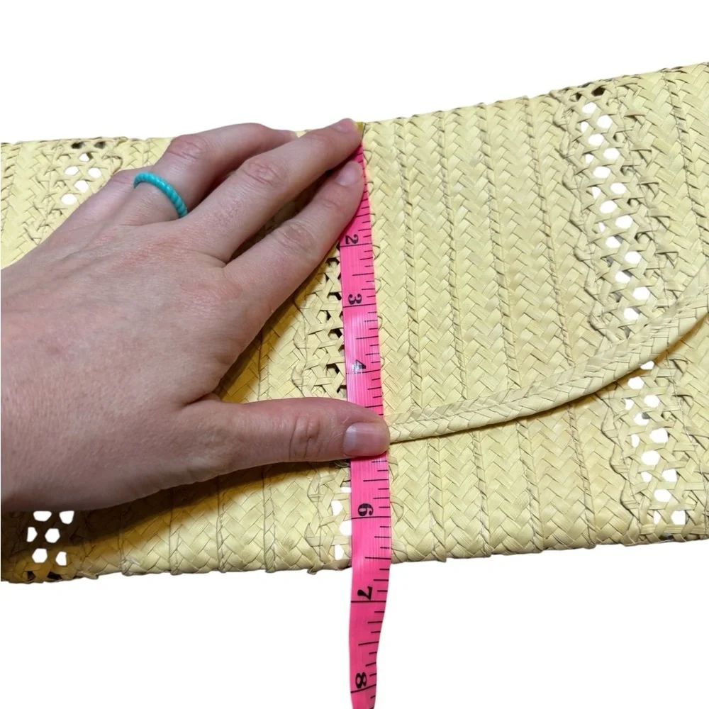 🌾 Vintage Woven Straw Envelope Clutch Purse Cream Neutral Boho‎ Summer Bag 🌾